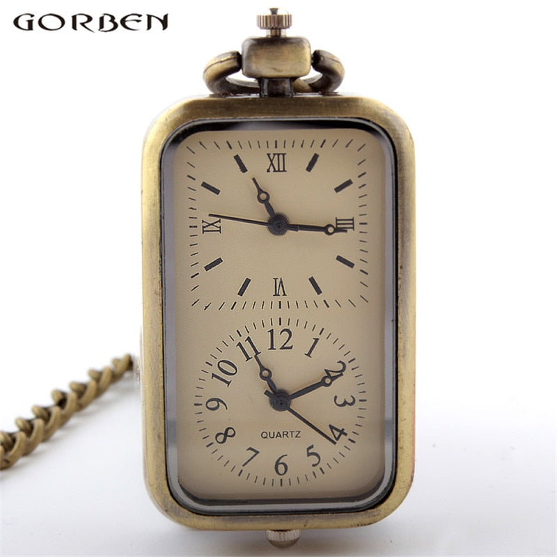fashion design double time small pocket watch