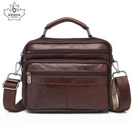 Men Genuine Leather Shoulder Bag Fashion Zipper Shoulder Messenger