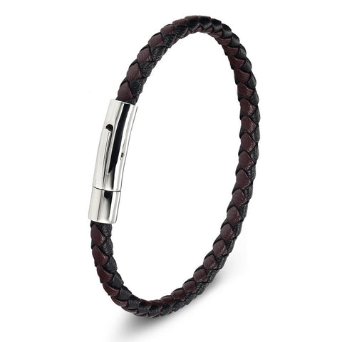 Stainless Steel Bracelet Men Genuine Leather Bracelets Simple Style