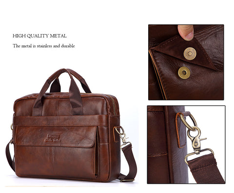 Men Genuine Leather Handbags Casual Leather Laptop Bags Male Business