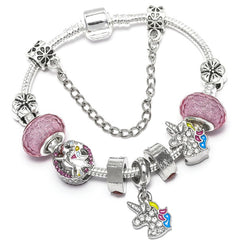 Vintage Silver Color Charms Bracelets Beads Brand