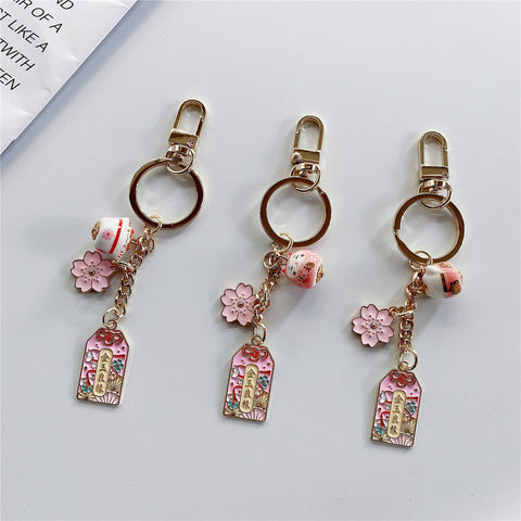 Omamori Sakura Amulet Lucky Cat Keychain Cute Pendant Clothes
