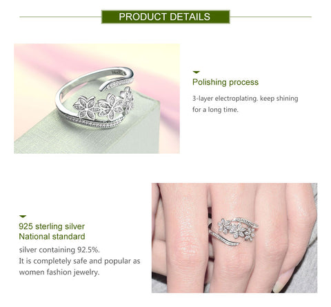 Fashion Adjustable Open CZ Flowers Ring