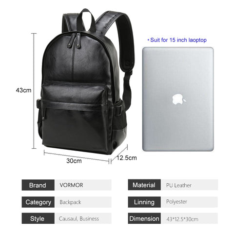 Brand Men Backpack Leather School Backpack Bag Fashion Waterproof Travel Bag
