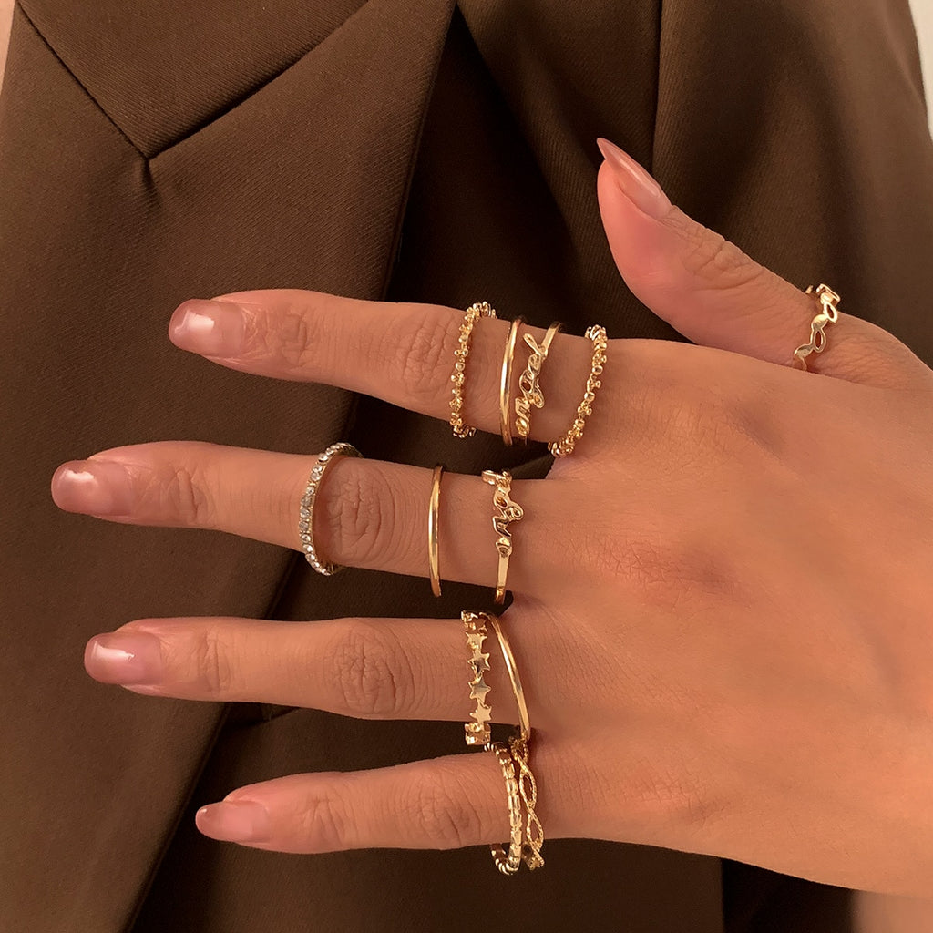Trend Punk Hiphop Rock Metal Rings Set for Street Style