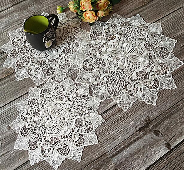 flower Lace Round Embroidery table place mat