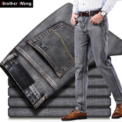Stretch Regular Fit Jeans Business Casual Classic Style Fashion Denim Trousers