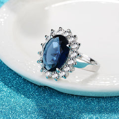 Trendy Silver Fine Jewelry with Gemstones Flower shaped Ring