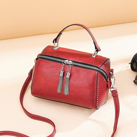 Brand Women Leather Handbags Fashion Rivet Female Bag Multicolor