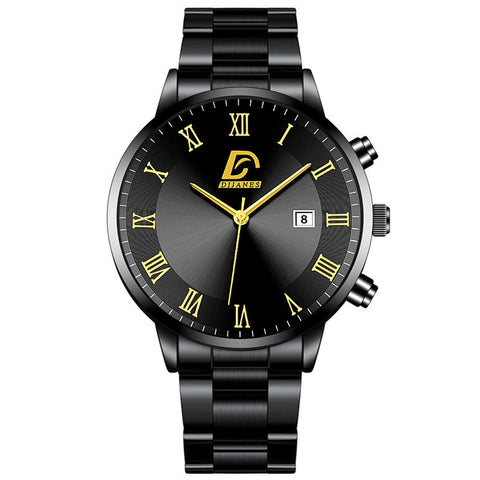 Fashion Mens Gold Stainless Steel Watches Minimalist Quartz Wrist