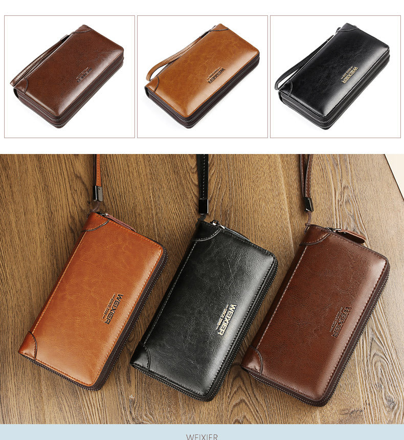 Men Long Wallet Men Double Zipper Coin Pocket Male Wallet