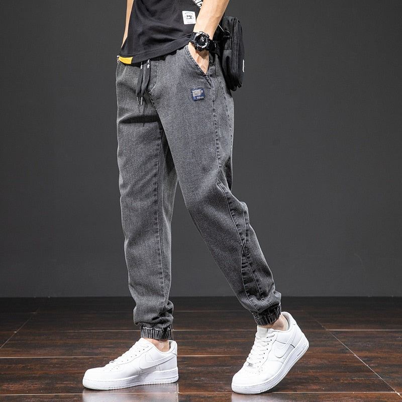 Cargo Jeans Streetwear Denim Jogger Pants Men Baggy Harem Jean