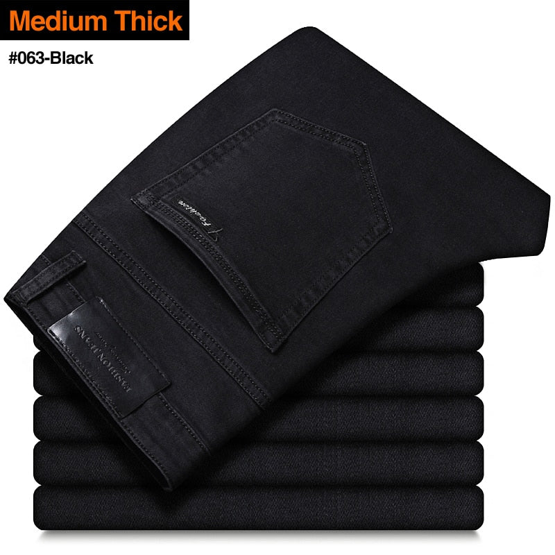 Stretch Regular Fit Jeans Business Casual Classic Style Fashion Denim Trousers