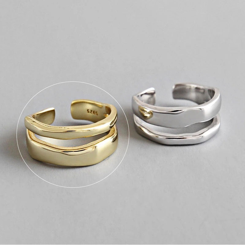 Charming Irregular Chain Geometric Rings Gold Open Rings