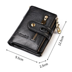 Wallets Name Customized PU Leather Short Card Holder Chain Men