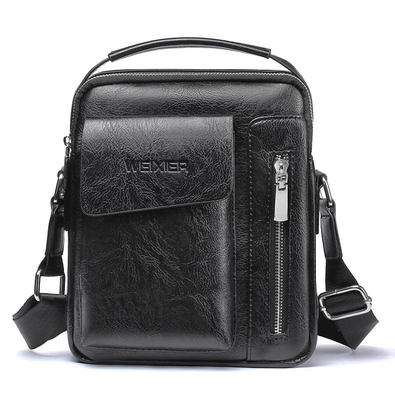 Fashion leather messenger bags mens single crossbody