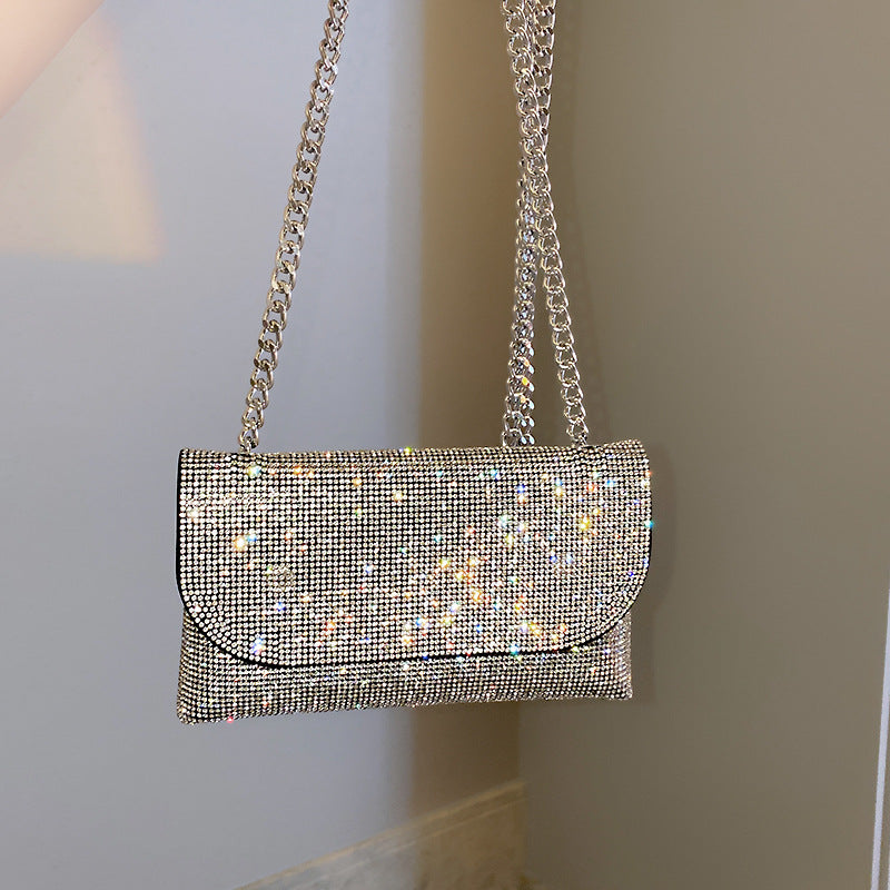 Rhinestone Evening Bag Luxury Designer Handbags  PU Leather Purses