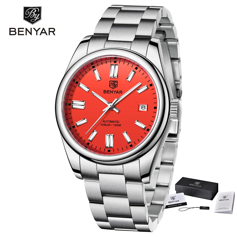 Men Mechanical Wristwatches 10Bar Waterproof Automatic Watch Stainless Steel