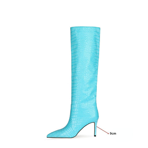 fashion pointed toe stiletto boots pattern sleeve long tube