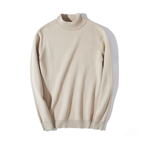 Men Sweater Solid Pullovers Mock Neck Thin Fashion Undershirt