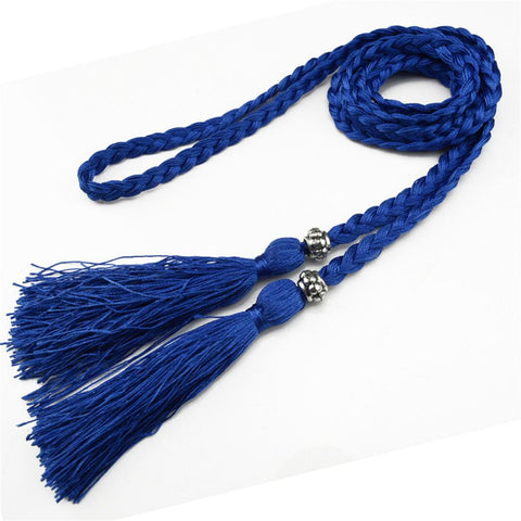 Tassel Belt Braided waistband Boho Girls Thin Waist Rope Knitted waist Belts