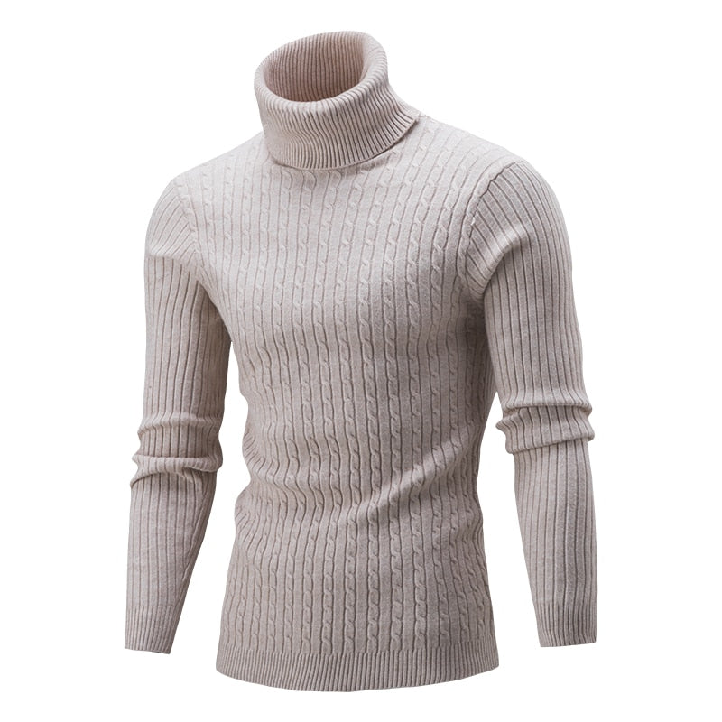 Turtleneck Sweater Men Knitting Pullovers Knitted Sweater