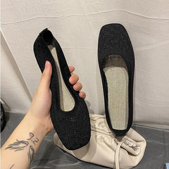 Moccasins Flat Heel Stretch Knit Sneakers Shoes Shallow Flats Loafer