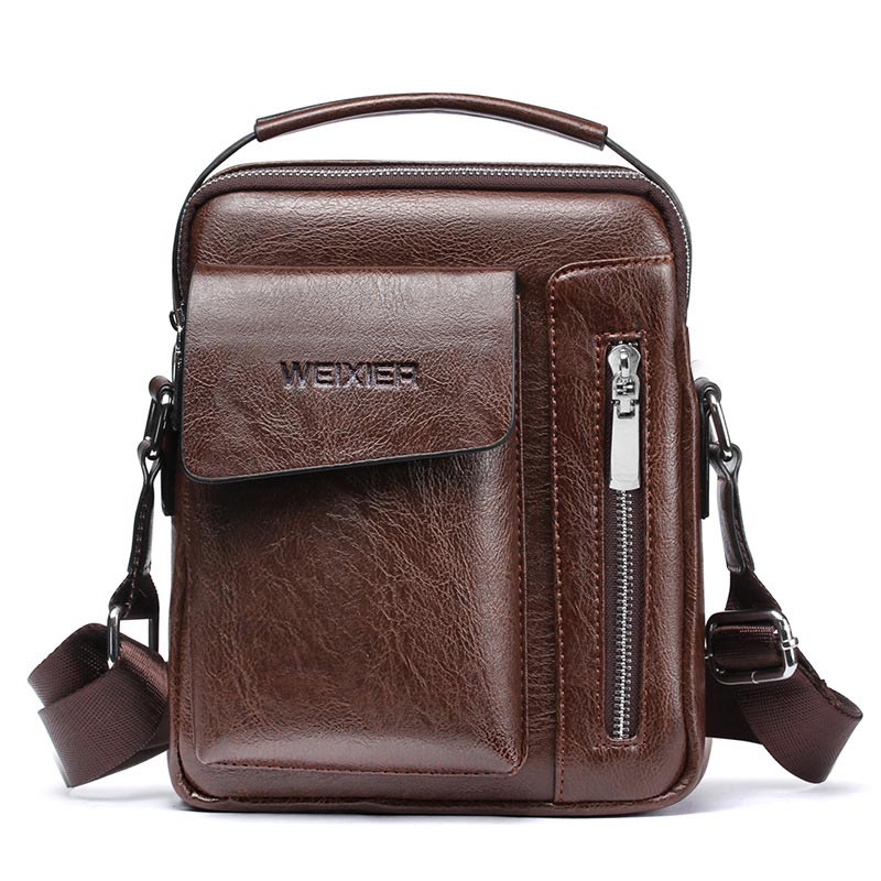 Fashion leather messenger bags mens single crossbody