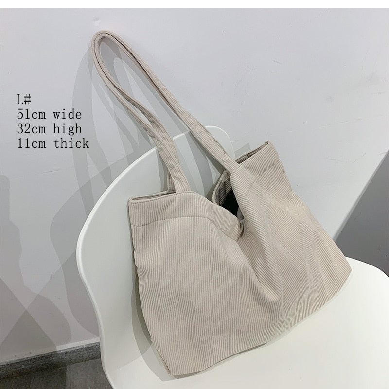 Corduroy BagShoulder Bags Shopper Zipper Eco