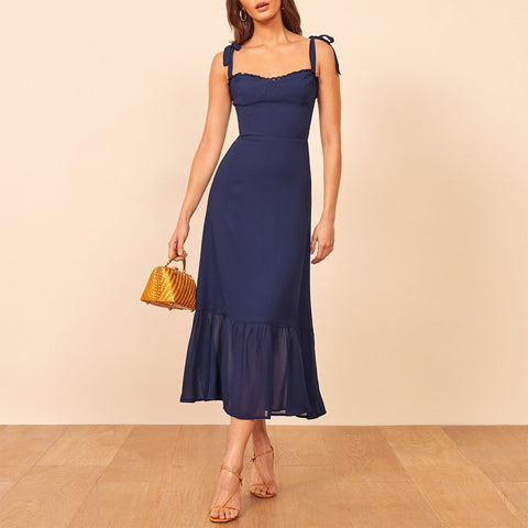 Dresses Elegant Vintage Floral Dress Frill Sweetheart Neck