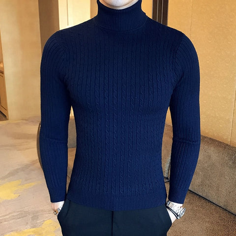 Men Turtleneck Sweaters and Pullovers Fashion Knitted Sweater