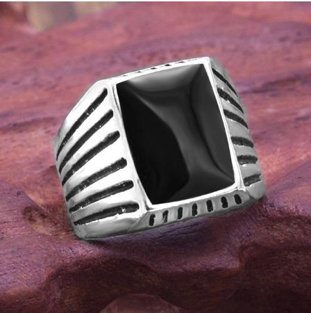 Fashion Simple Style Black Square Ring Classic Ring