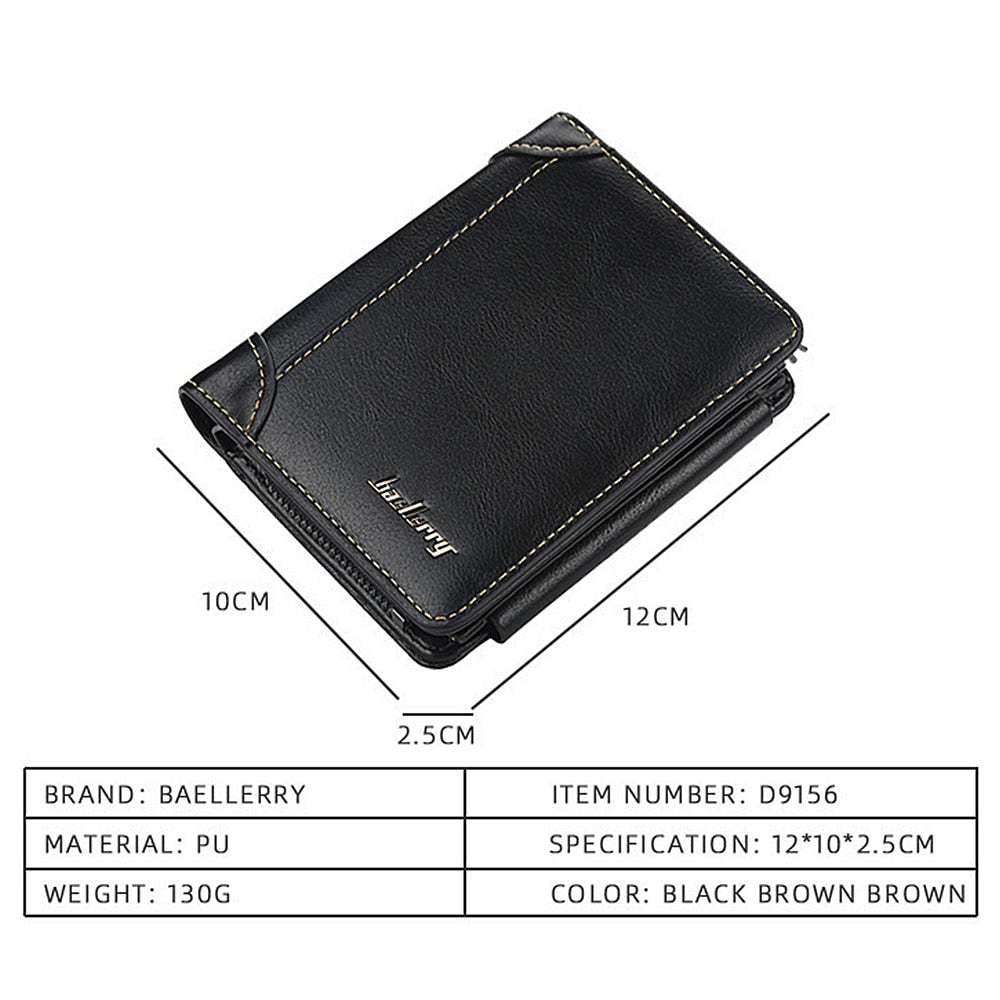 Men Wallets High Quality Zipper Short Design Card Holder