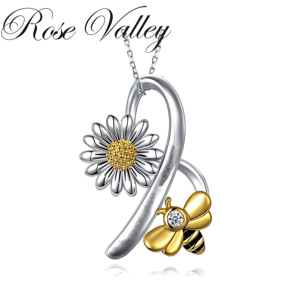 Rose Valley Sunflower Pendant Necklace