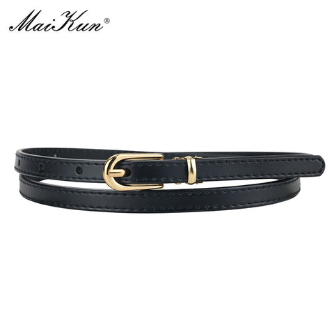 Women Belts Alloy Pin Buckle Genuine Leather Thin Belt Female Waistband