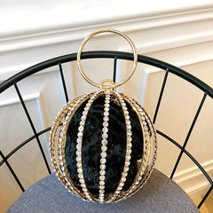 Rhinestone Spherical Cage Evening Clutch Bag