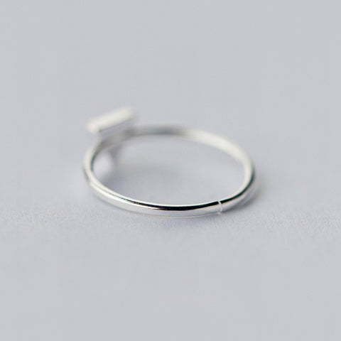 Geometric Black Enamel Triangle OL Adjustable Ring Minimalist