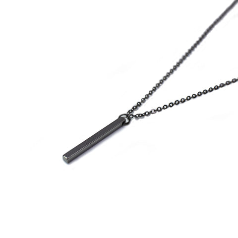 Rectangle Pendant Necklace Men Trendy Simple Stainless Steel