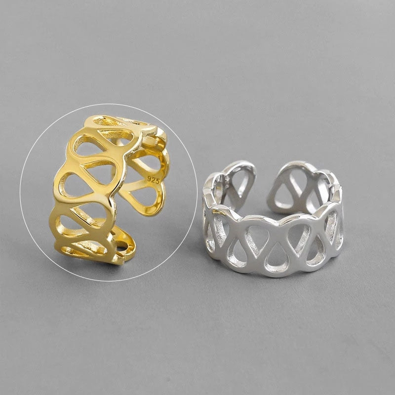 Charming Irregular Chain Geometric Rings Gold Open Rings