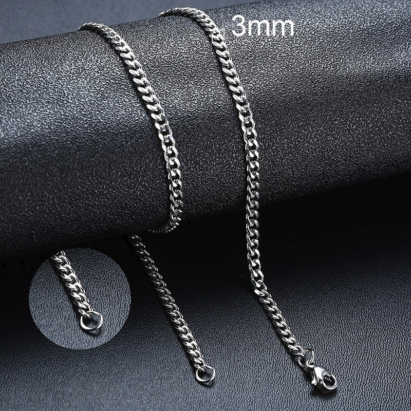 Cuban Chain Necklace Basic Punk Stainless Steel Curb Link Chain Chokers