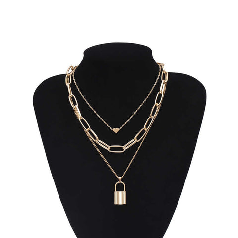 Hip Hop Bling Lock Pendant Choker Iced Out Shiny Cubic Zircon Necklace