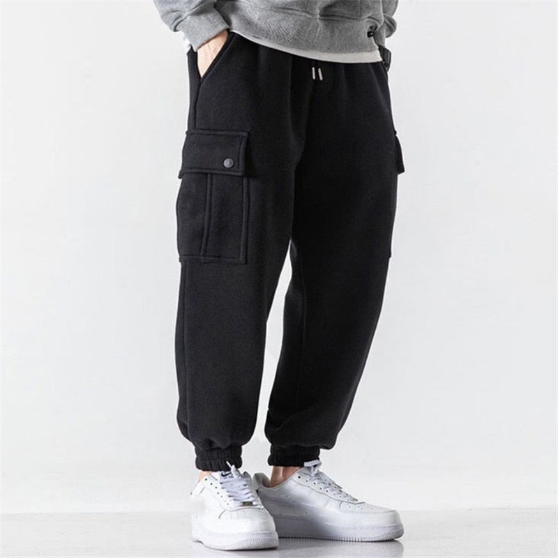 Trendy Men Sweatpants Plus Size Winter Loose Trouser Outdoor Male Pocket