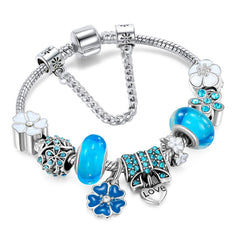 Vintage Silver Color Charms Bracelets Beads Brand