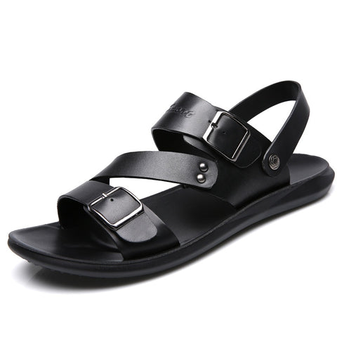 Sandals Solid Color Leather Men Summer Shoes Casual Comfortable