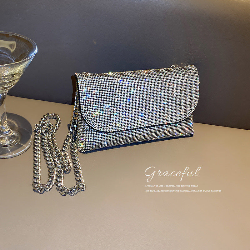 Rhinestone Evening Bag Luxury Designer Handbags  PU Leather Purses