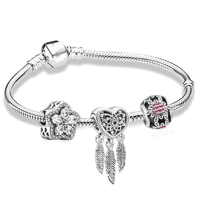 Heart-shaped Pendant Charm Bracelet Fit