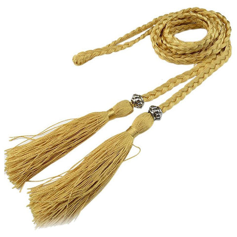 Tassel Belt Braided waistband Boho Girls Thin Waist Rope Knitted waist Belts