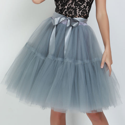 5 Layers 60cm Tutu Tulle Skirt Vintage Midi Pleated Skirts