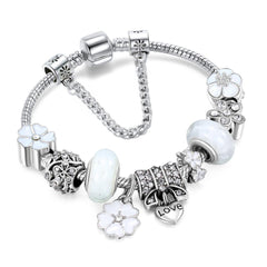 Vintage Silver Color Charms Bracelets Beads Brand