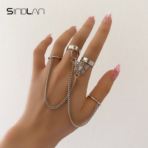 Sindlan Punk Geometric Silver Color Chain Wrist Bracelet